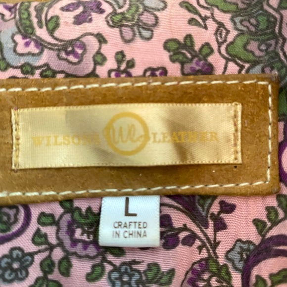 Stylish tan suede jacket with mauve lining - Picture 5 of 5